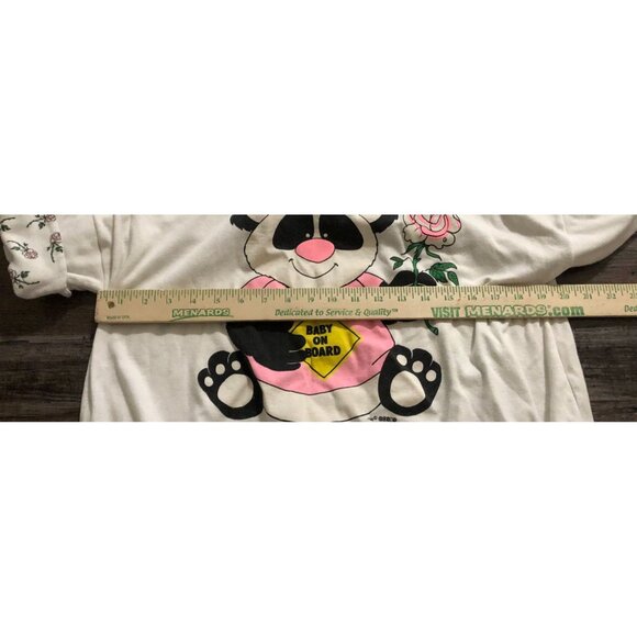 Vintage Baby of Board Womens Medium White Panda Bear Short Sleeve Shirt - Picture 6 of 7